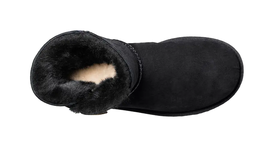 UGG Mini Bailey Button Bling Fleece Lined Black White Womens  vjsneaker.com