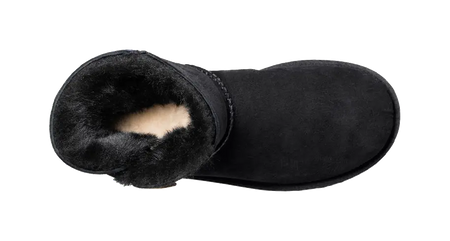 UGG Mini Bailey Button Bling Fleece Lined Black White Womens  vjsneaker.com