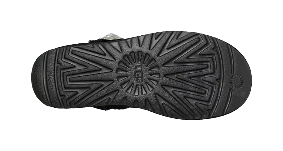 UGG Mini Bailey Button Bling Fleece Lined Black White Womens  vjsneaker.com