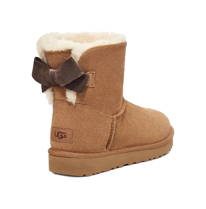 UGG Mini Bailey Suede Bow For Chestnut Womens  vjsneaker.com