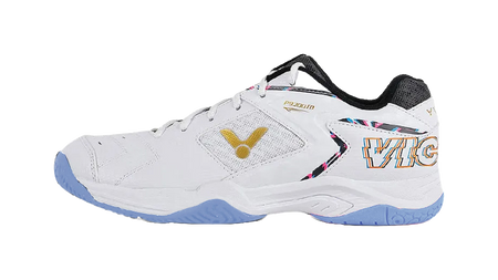 VICTOR Cushioned Slip Resistant Abrasion Resistant Low Top Badminton Shoes Unisex White Blue 