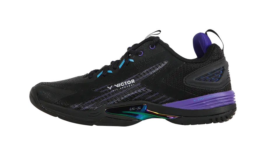 VICTOR Cushioning, Slip Resistant, Abrasion Resistant, Breathable Coverage Low Top Badminton Shoes Unisex Black Purple  vjsneaker.com