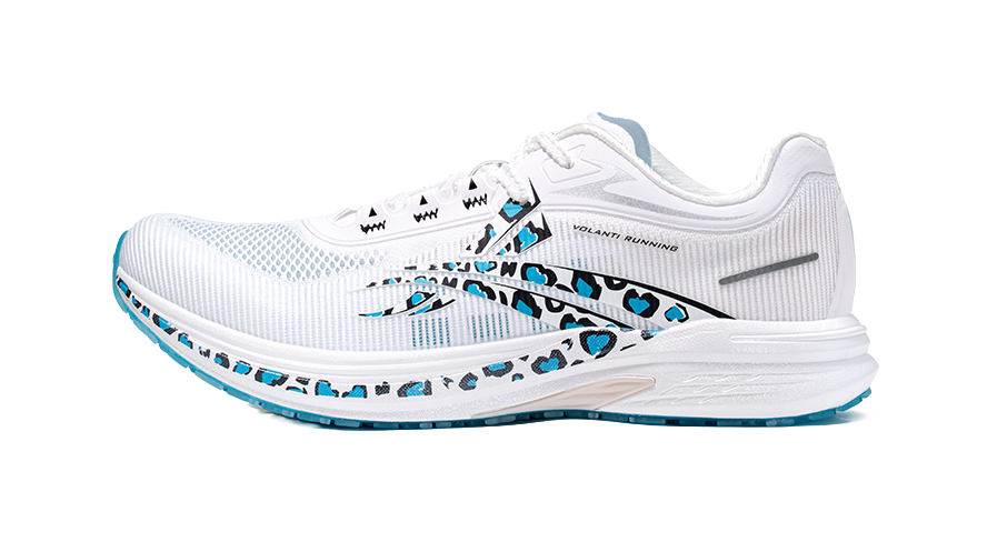 Volanti Rocket Cushioning Rebound Low-Top Carbon Plate Training Sprint Air Cushion Running Shoes Unisex White Blue 