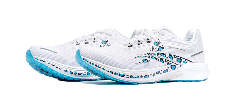 Volanti Rocket Cushioning Rebound Low-Top Carbon Plate Training Sprint Air Cushion Running Shoes Unisex White Blue 