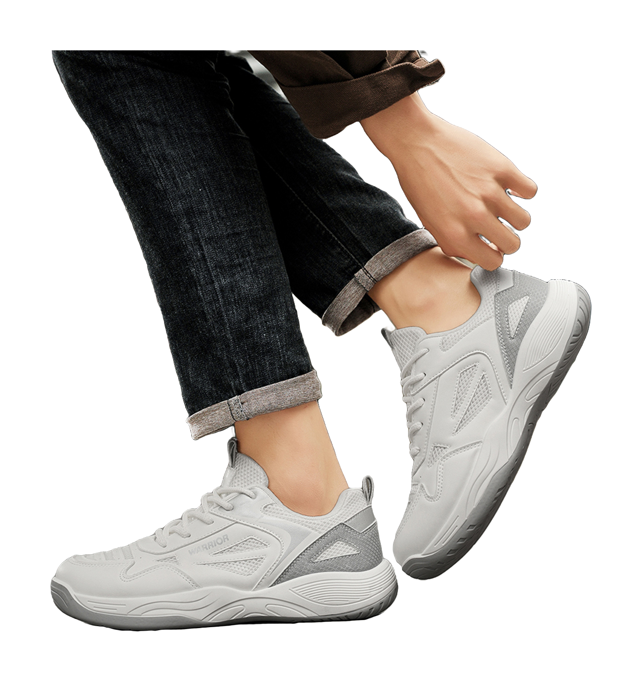 WARRIOR Badminton Shoes Men's Low top White/Silver/White/Dark Blue/Black/Red 