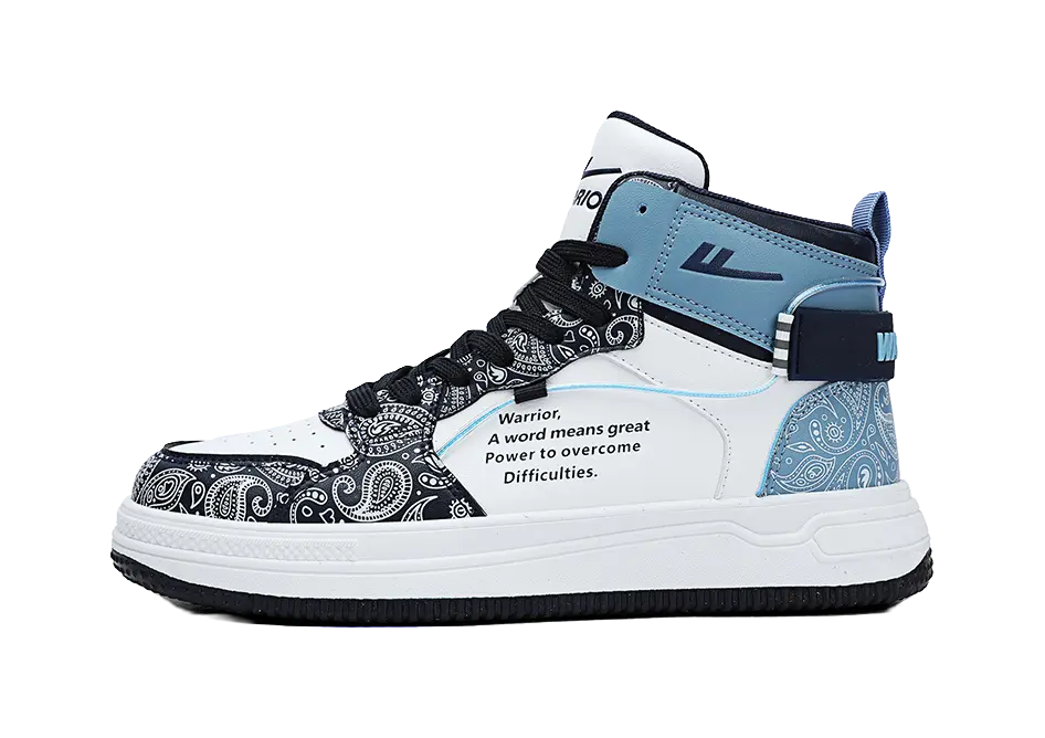 WARRIOR Skateboard Shoes Unisex High top Dark Blue/Light Blue 