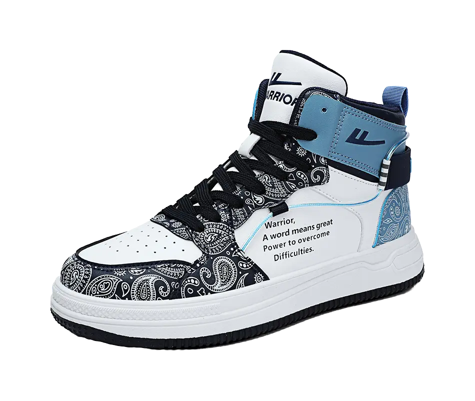 WARRIOR Skateboard Shoes Unisex High top Dark Blue/Light Blue 