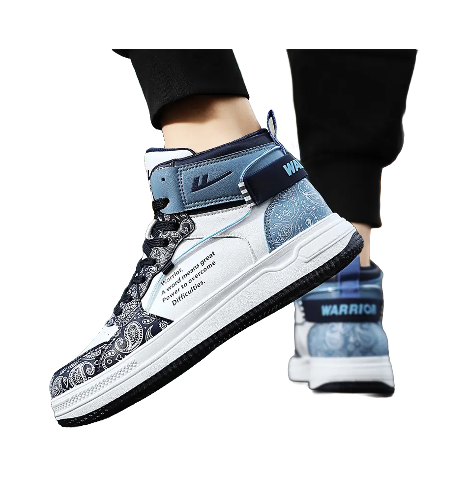 WARRIOR Skateboard Shoes Unisex High top Dark Blue/Light Blue 