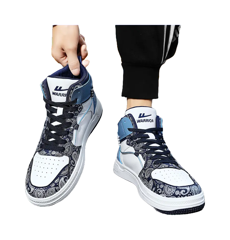WARRIOR Skateboard Shoes Unisex High top Dark Blue/Light Blue 