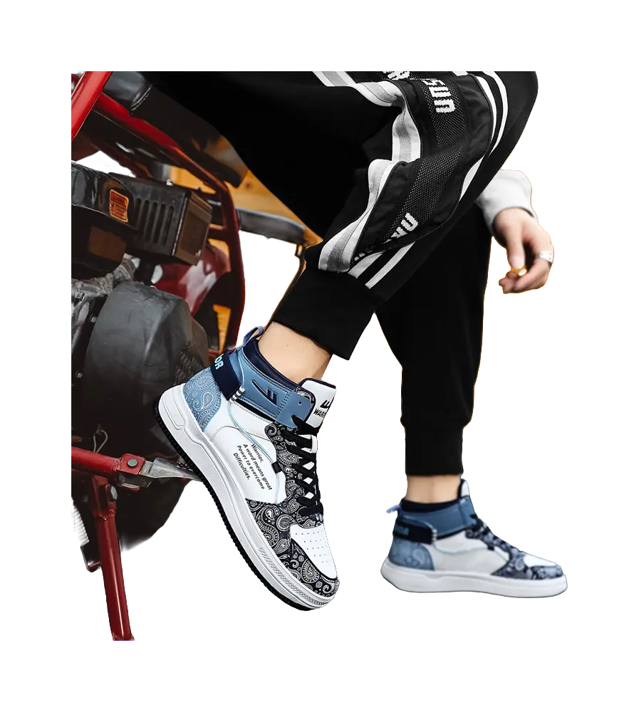 WARRIOR Skateboard Shoes Unisex High top Dark Blue/Light Blue 