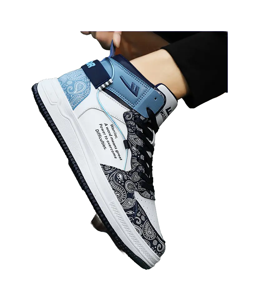 WARRIOR Skateboard Shoes Unisex High top Dark Blue/Light Blue 