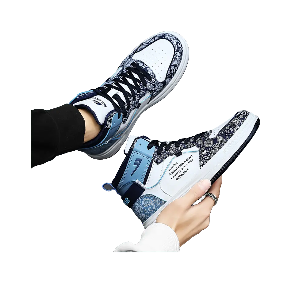 WARRIOR Skateboard Shoes Unisex High top Dark Blue/Light Blue 