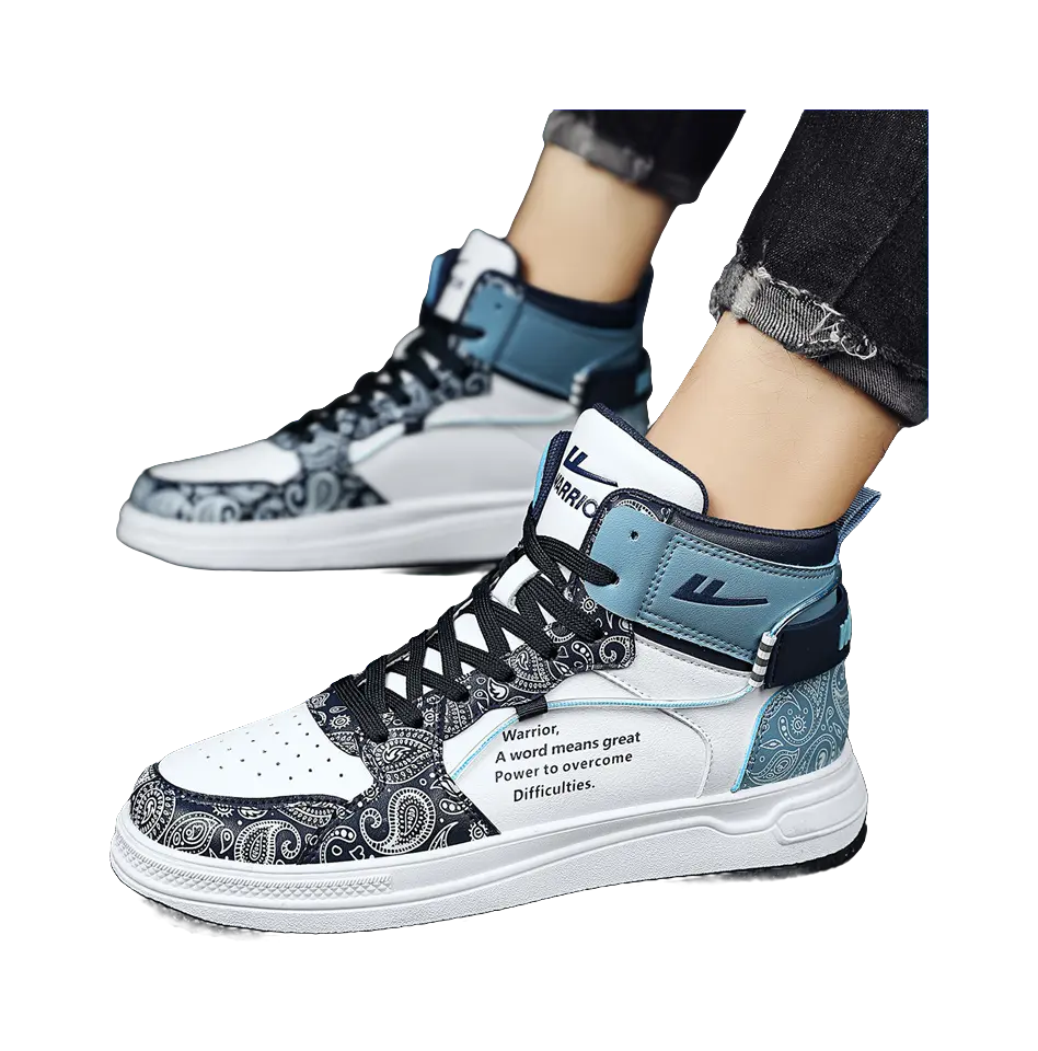 WARRIOR Skateboard Shoes Unisex High top Dark Blue/Light Blue 