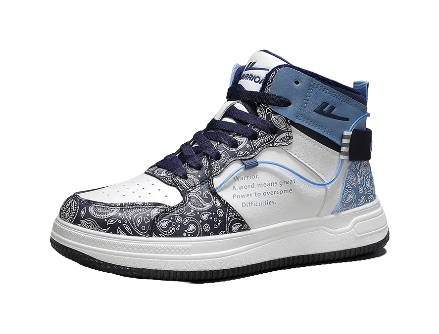 WARRIOR Skateboard Shoes Unisex High top Dark Blue/Light Blue 