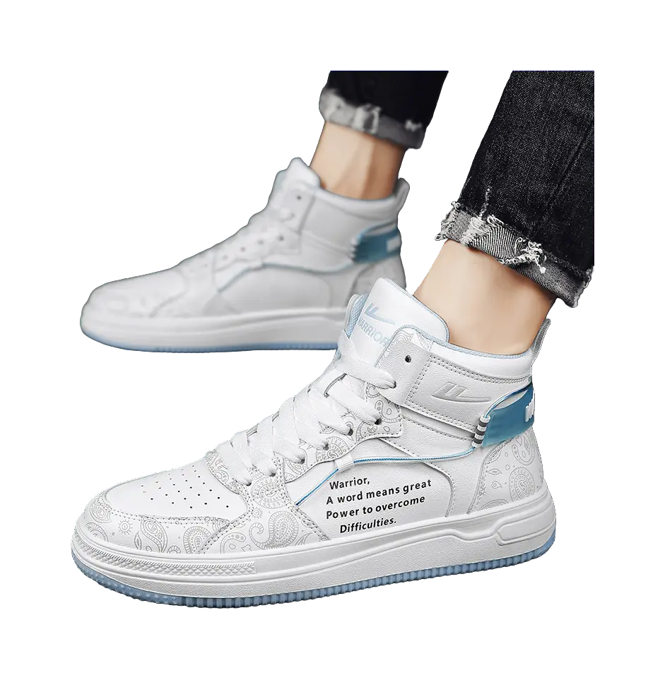 WARRIOR Skateboard Shoes Unisex High top Gray/Blue 