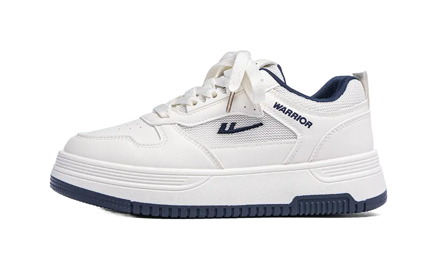Warrior Abrasion Resistant Breathable Low Top Skateboard Shoes Unisex Beige Dark Blue 