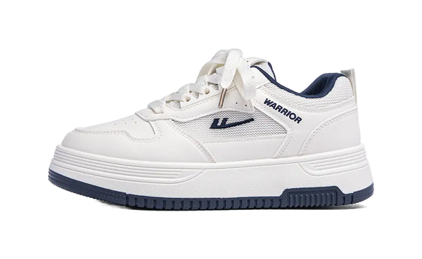 Warrior Abrasion Resistant Breathable Low Top Skateboard Shoes Unisex Beige Dark Blue 