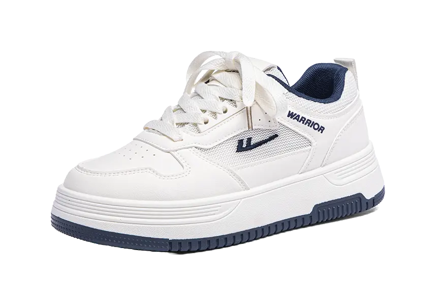 Warrior Abrasion Resistant Breathable Low Top Skateboard Shoes Unisex Beige Dark Blue 