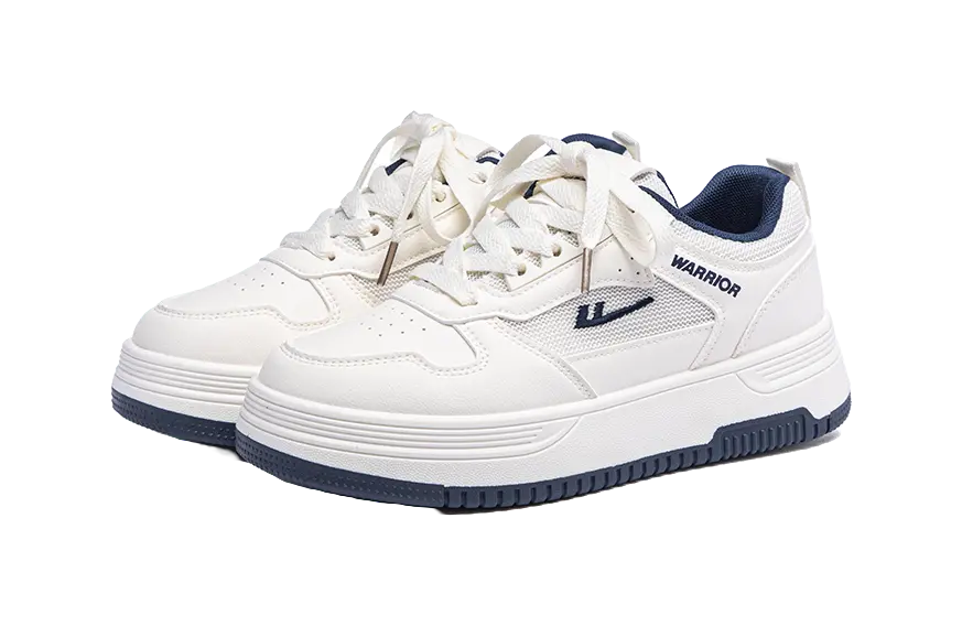 Warrior Abrasion Resistant Breathable Low Top Skateboard Shoes Unisex Beige Dark Blue 