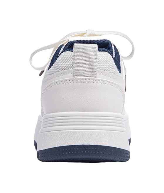 Warrior Abrasion Resistant Breathable Low Top Skateboard Shoes Unisex Beige Dark Blue 