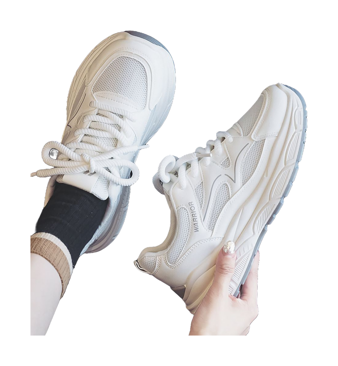 Warrior Abrasion Resistant Height Increasing Low top Chunky Sneakers Women's White 