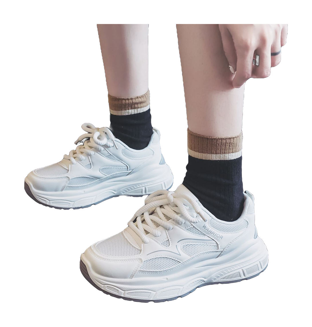 Warrior Abrasion Resistant Height Increasing Low top Chunky Sneakers Women's White 