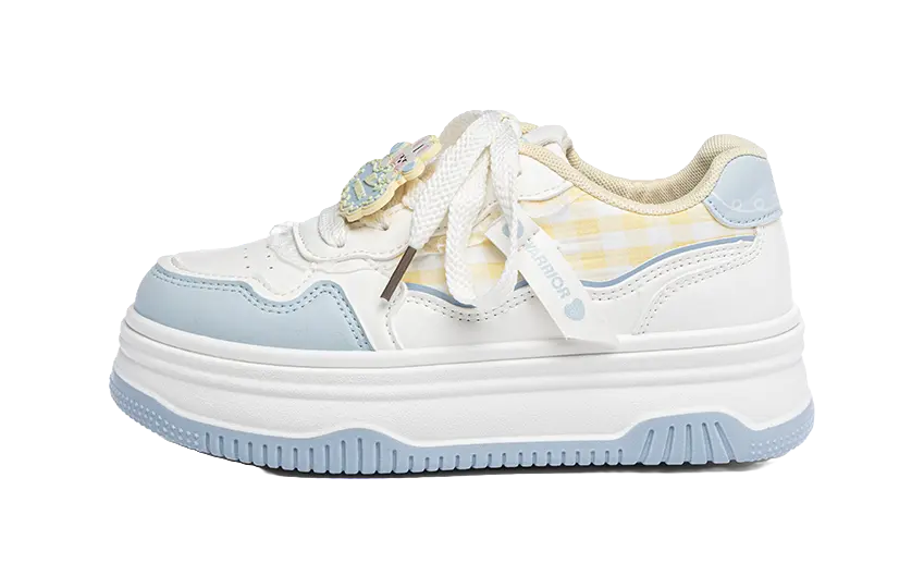 Warrior Abrasion Resistant Height Increasing Low top Skateboard Shoes Women's White Blue Yellow 