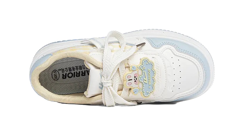 Warrior Abrasion Resistant Height Increasing Low top Skateboard Shoes Women's White Blue Yellow 