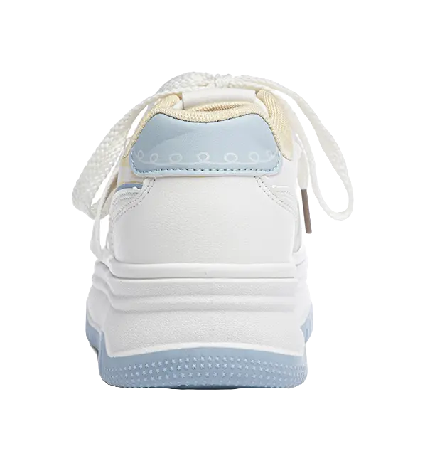 Warrior Abrasion Resistant Height Increasing Low top Skateboard Shoes Women's White Blue Yellow 