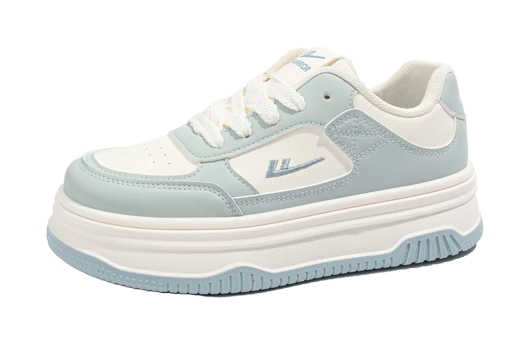 Warrior Abrasion Resistant, Lightweight, And Breathable Low Top Skateboard Shoes Women's Light Blue Beige 
