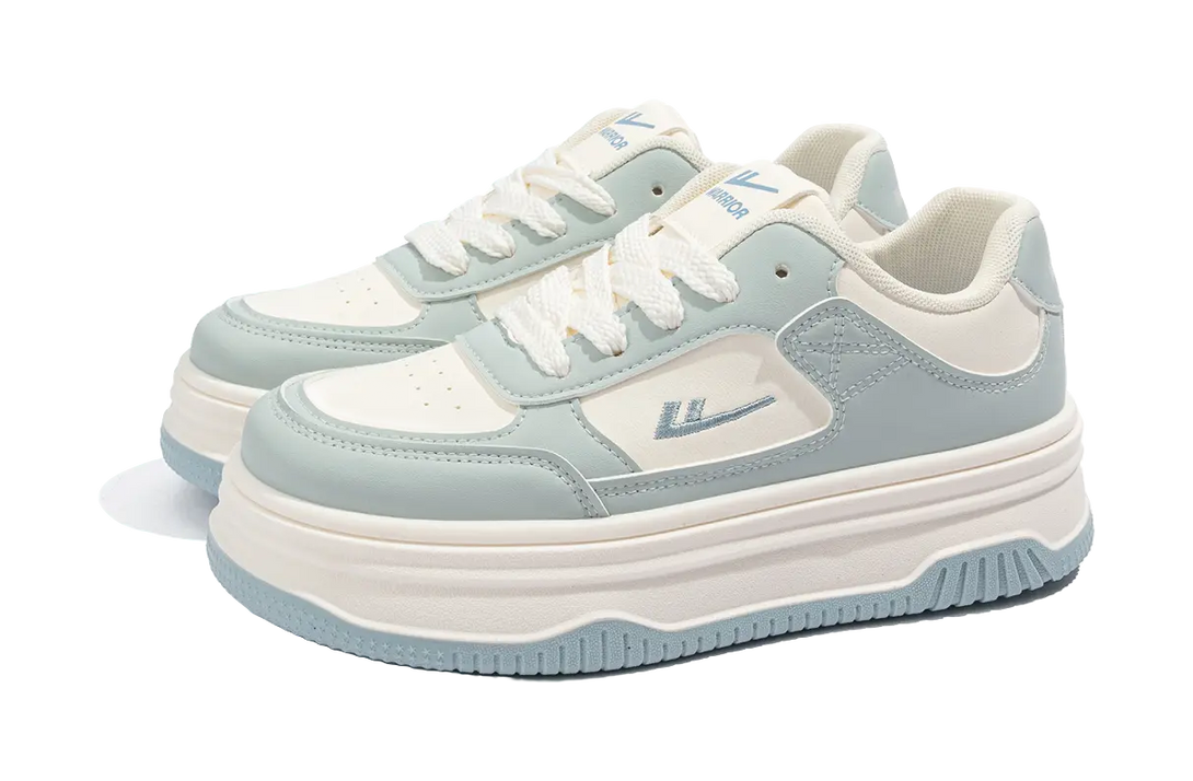 Warrior Abrasion Resistant, Lightweight, And Breathable Low Top Skateboard Shoes Women's Light Blue Beige 