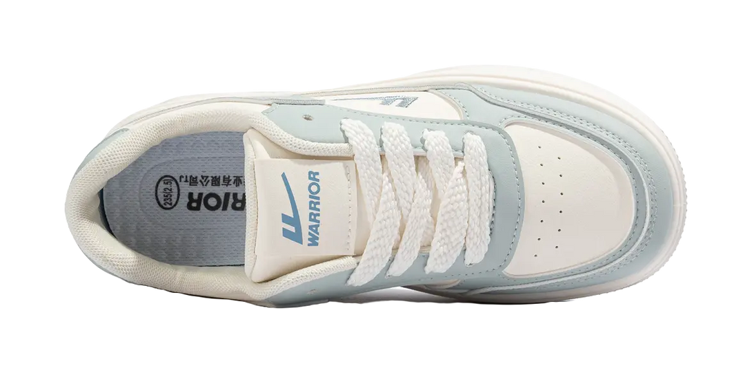 Warrior Abrasion Resistant, Lightweight, And Breathable Low Top Skateboard Shoes Women's Light Blue Beige 