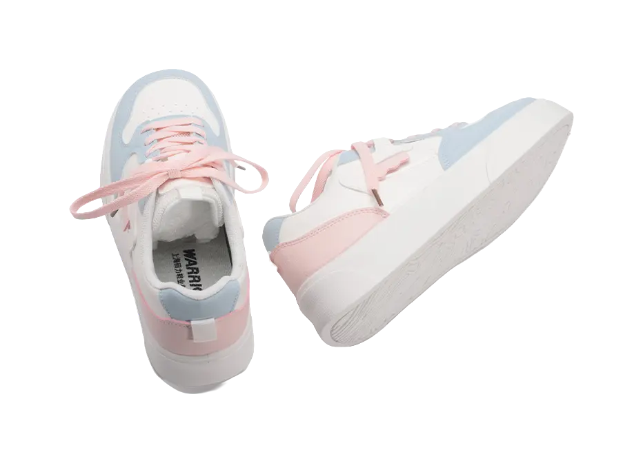 Warrior Abrasion Resistant, Lightweight, And Breathable Low top Skateboard Shoes Women's White Blue Pink 