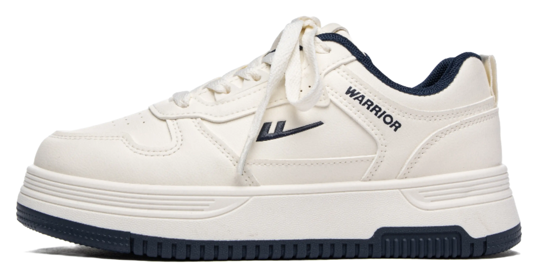 Warrior Anti Slip And Wear Resistant Height Increasing Low Top Skateboard Shoes Unisex Beige Dark Blue 