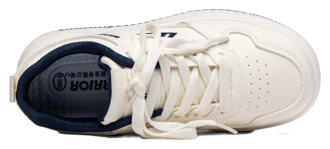 Warrior Anti Slip And Wear Resistant Height Increasing Low Top Skateboard Shoes Unisex Beige Dark Blue 