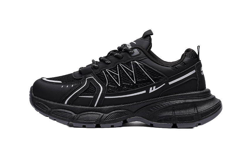 Warrior Breathable Height Increase Low top Casual Running Shoes Unisex Black 