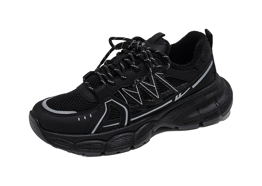 Warrior Breathable Height Increase Low top Casual Running Shoes Unisex Black 