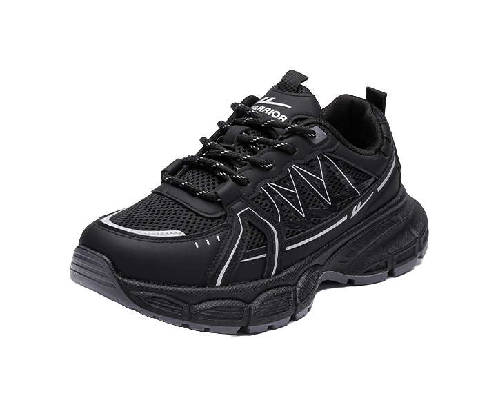 Warrior Breathable Height Increase Low top Casual Running Shoes Unisex Black 
