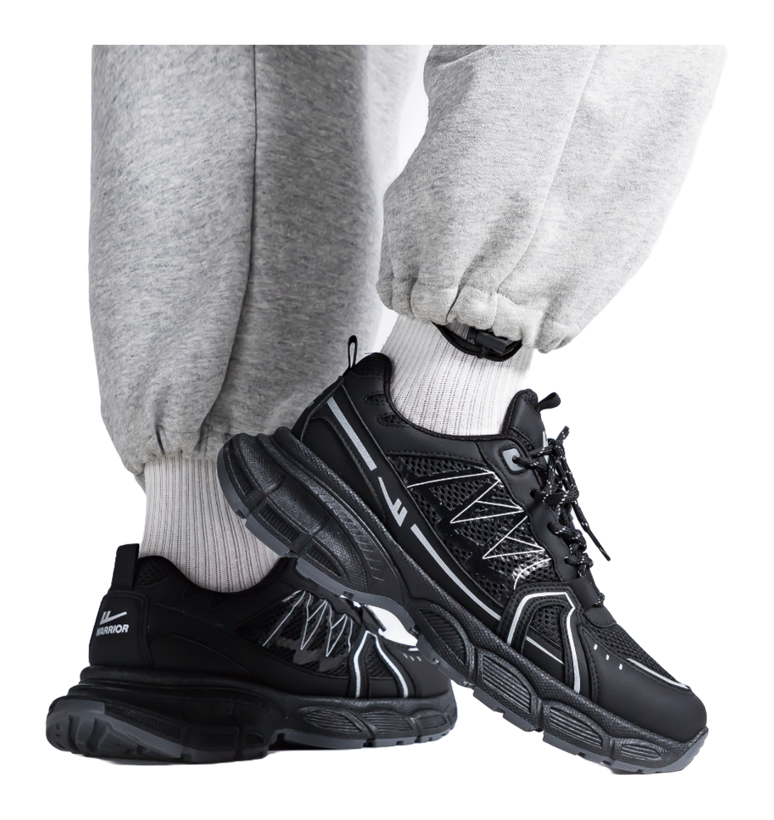 Warrior Breathable Height Increase Low top Casual Running Shoes Unisex Black 