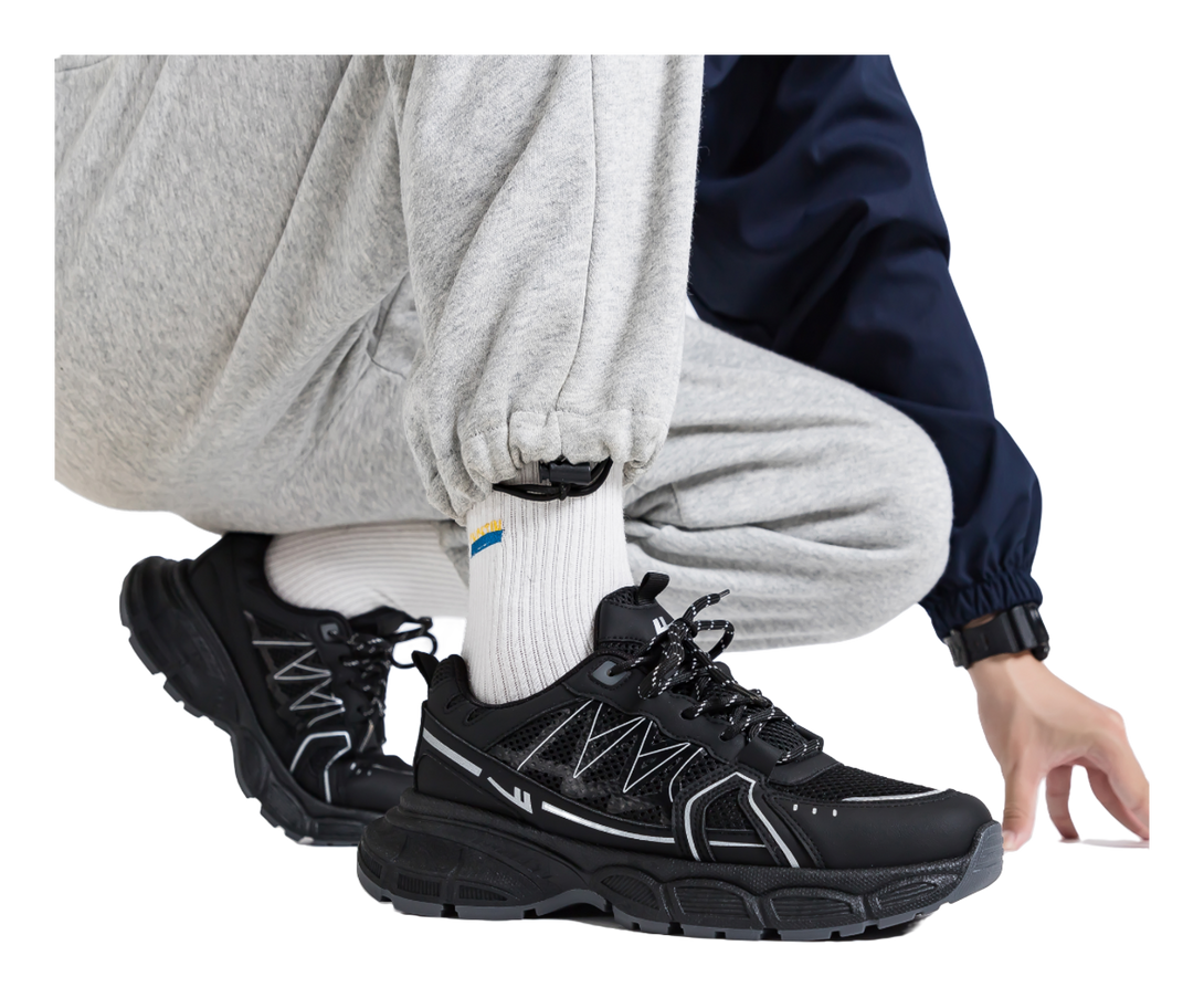 Warrior Breathable Height Increase Low top Casual Running Shoes Unisex Black 