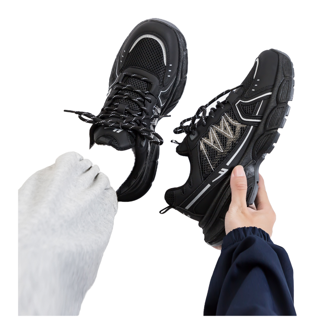 Warrior Breathable Height Increase Low top Casual Running Shoes Unisex Black 