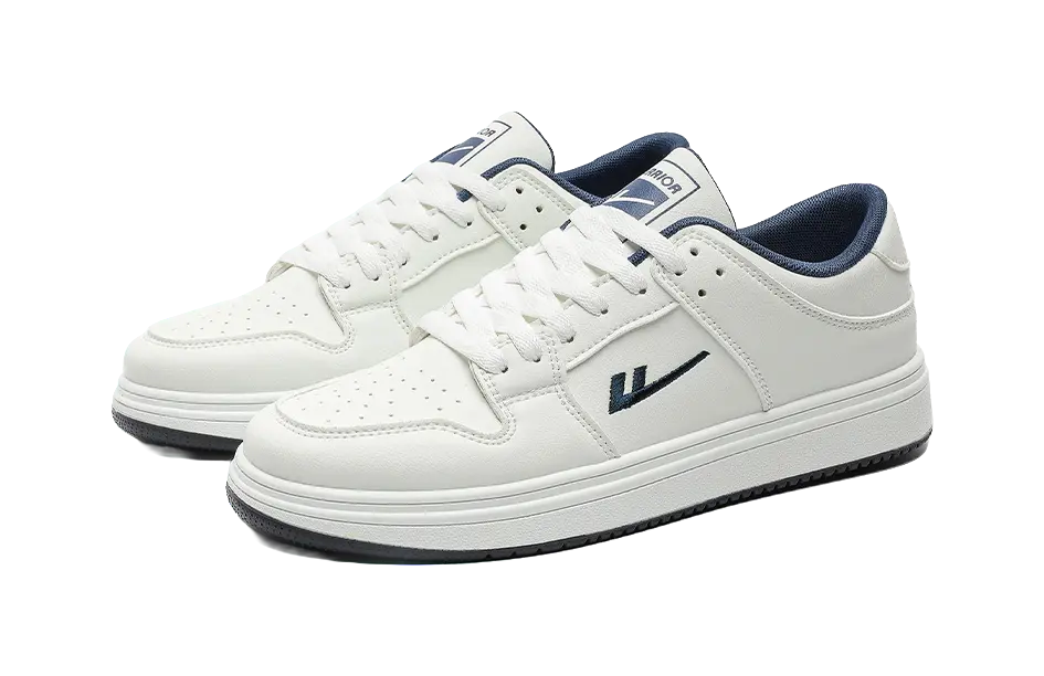 Warrior Coverage Cushioning Abrasion Resistant Low Top Skateboard Shoes Unisex White Blue 