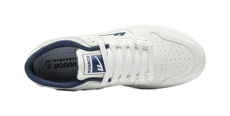 Warrior Coverage Cushioning Abrasion Resistant Low Top Skateboard Shoes Unisex White Blue 