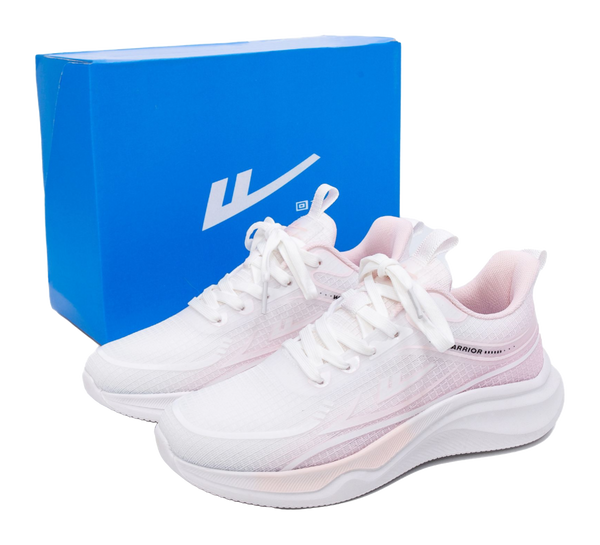 Warrior Cushioning And Breathable Low Top Casual Running Shoes Women's White Pink 
