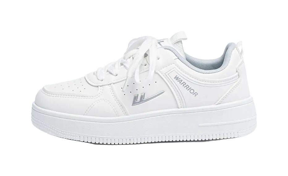 Warrior Cushioning, Wear Resistant Low top Skateboard Shoes Unisex White Silver 