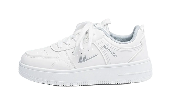 Warrior Cushioning, Wear Resistant Low top Skateboard Shoes Unisex White Silver 