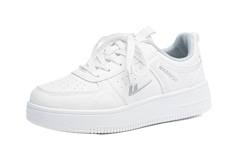 Warrior Cushioning, Wear Resistant Low top Skateboard Shoes Unisex White Silver 