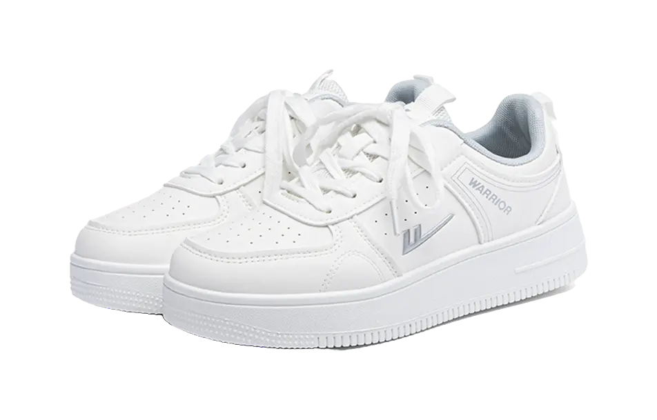 Warrior Cushioning, Wear Resistant Low top Skateboard Shoes Unisex White Silver 