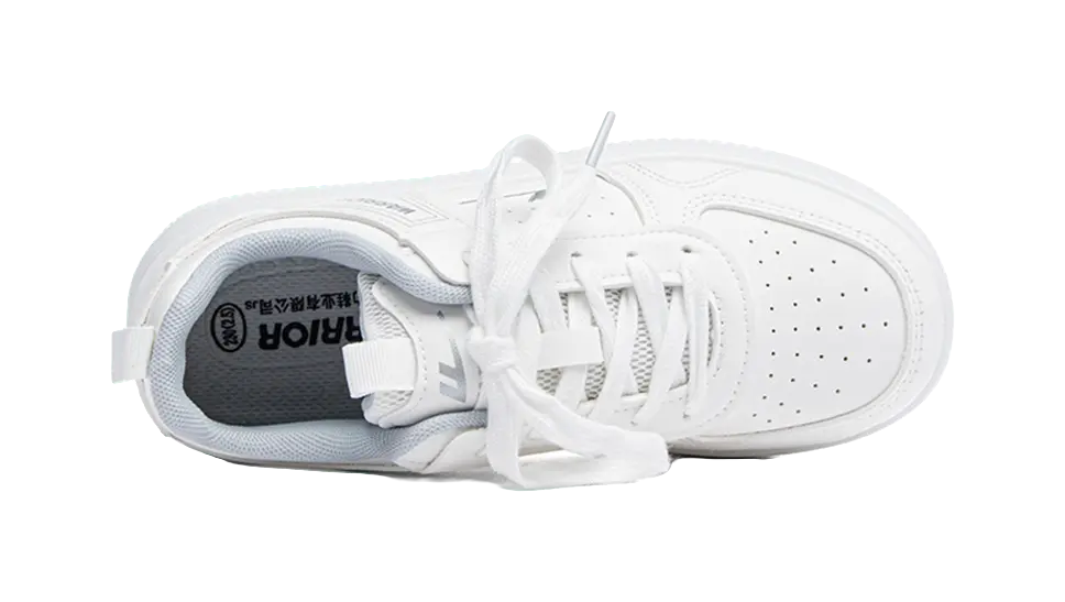 Warrior Cushioning, Wear Resistant Low top Skateboard Shoes Unisex White Silver 