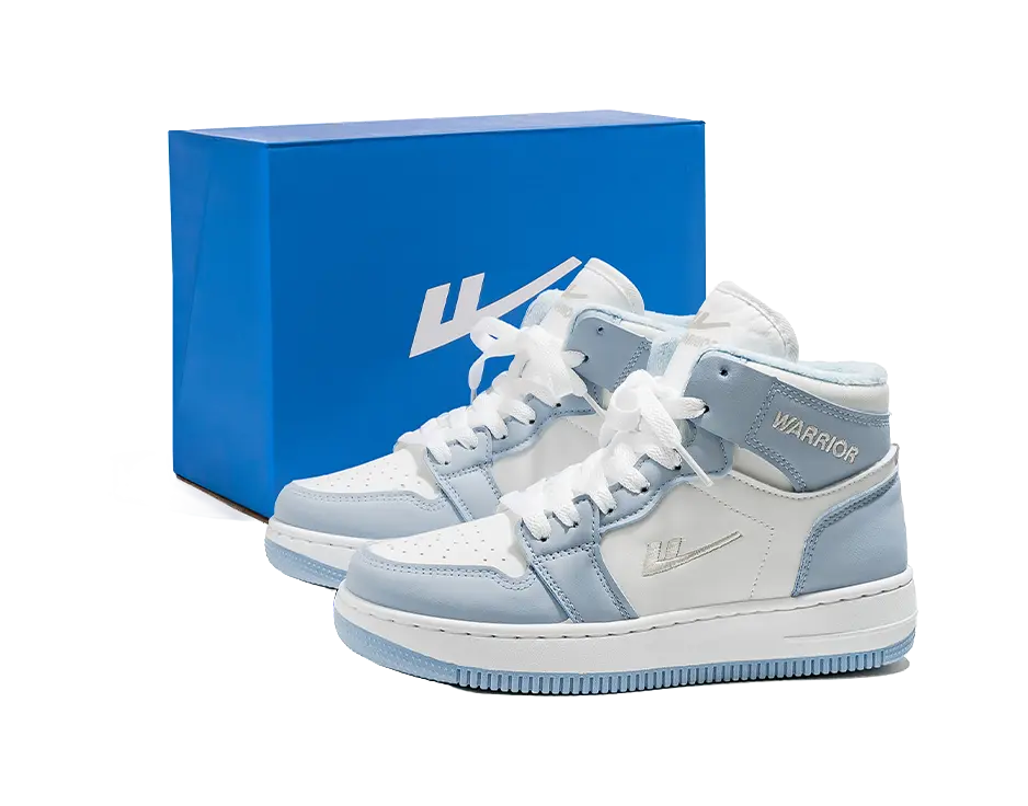 Warrior High-Top Skateboard Shoes Unisex White Blue 